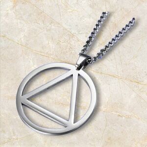 AA Recovery Symbol Necklace | Silver Tone Serenity Pendant
